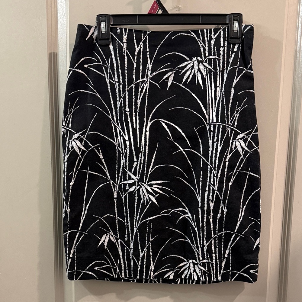 Talbots Black and White Bamboo Pencil Skirt